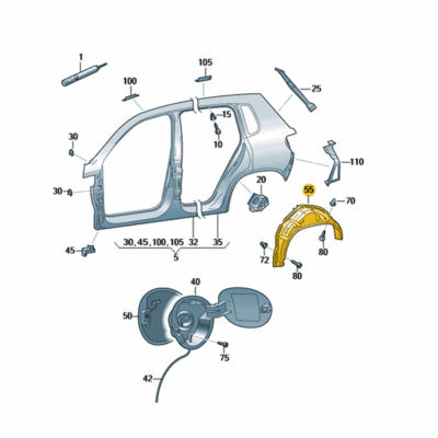 Radhausschale Innenkotflügel links hinten VW Tiguan 5N0810971