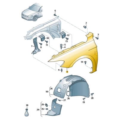 Kotflügel vorn rechts unlackiert VW Passat 3G0821022B