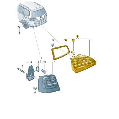 LED Schlussleuchte Rückleuchte Heckleuchte links VW Sharan 7N0945307