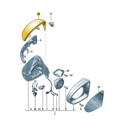 Spiegelkappe rechts grundiert VW Arteon Passat 3G0857538H GRU