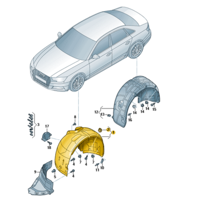 Radhausschale Innenkotflügel vorn links Audi A4 8W0821171K