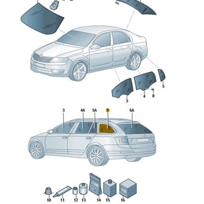 Seitenscheibe links hinten getönt Skoda Octavia 5E9845297S NVB